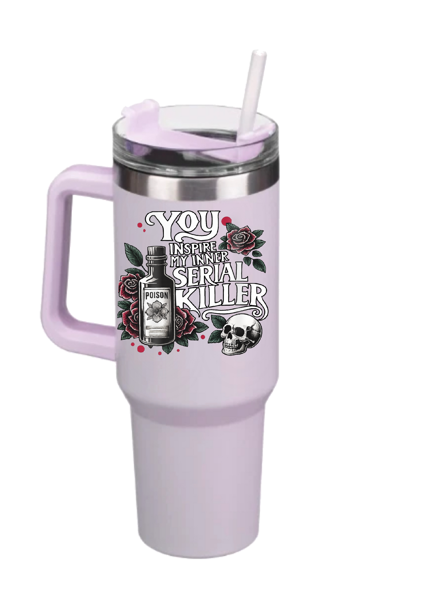 40oz Tumbler-Serial Killer-Double Walled with Straw-Dark Humour Gothic Poison & Skull Cup-Alt Gift for Horror Lovers