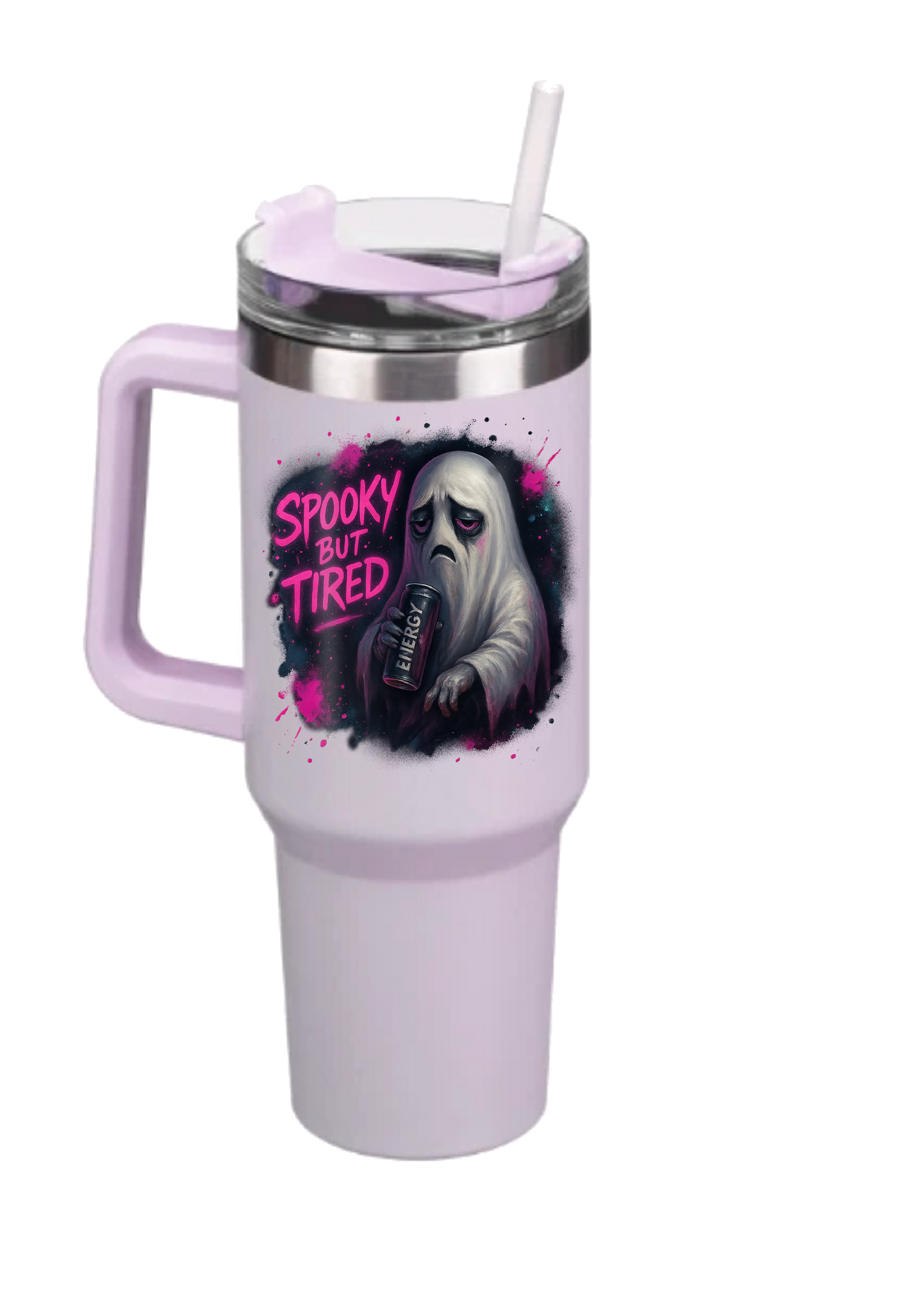 40oz Tumbler – Spooky But Tired Funny Gothic Halloween Mug – Alt Gift for Coffee & Energy Drink Lovers