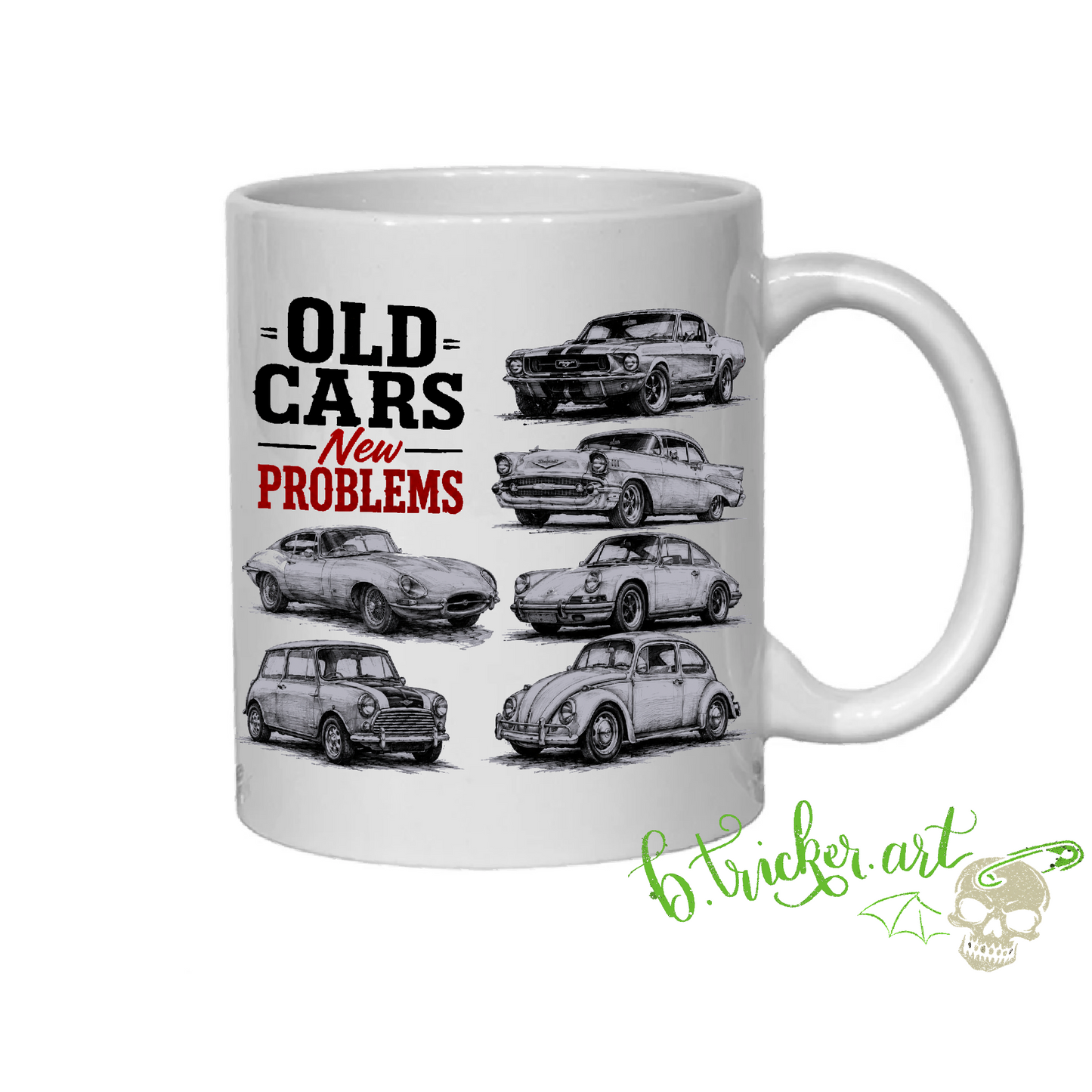 “Old Cars New Problems” Mug | Funny Classic Car Enthusiast Motoring Gift