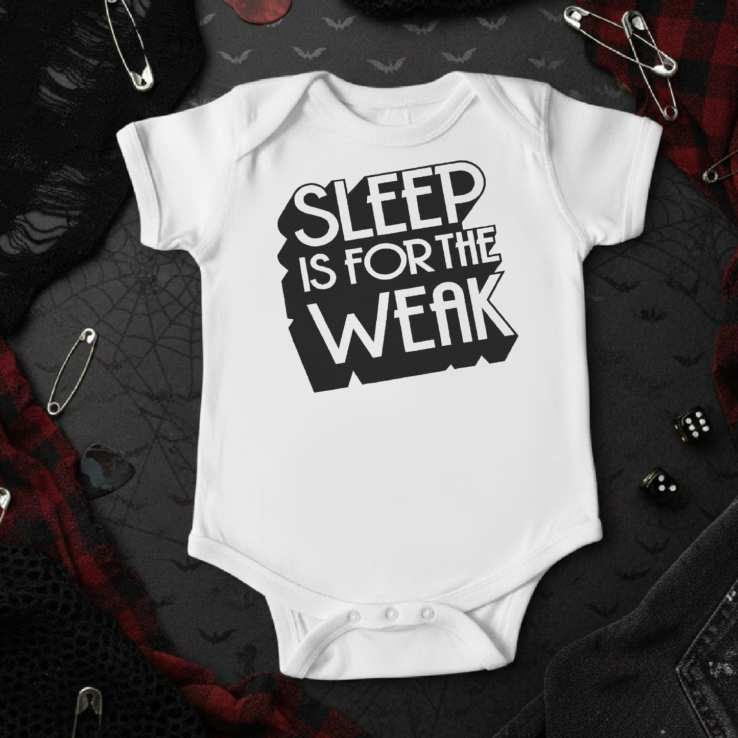 Sleep Is For The Weak Baby Vest | Funny Babygrow | New Parent Gif