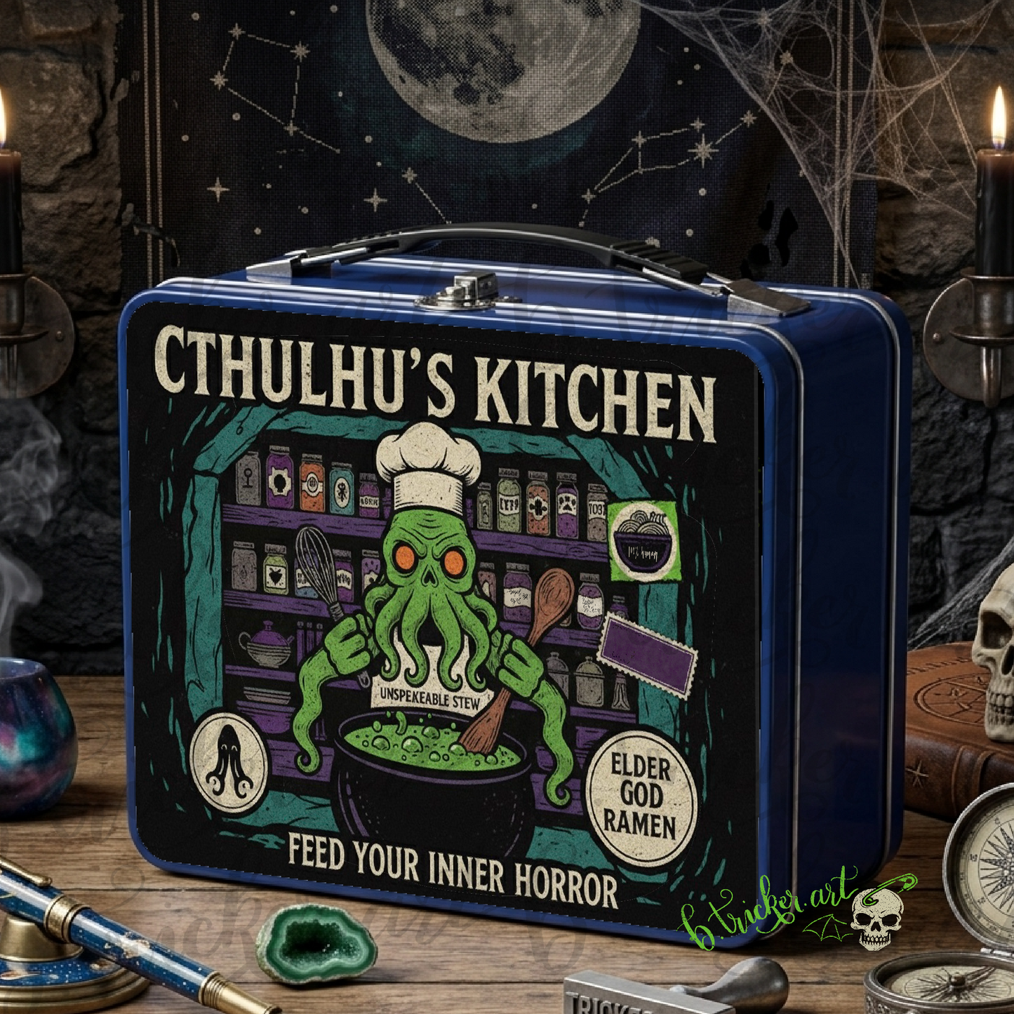 Cthulhu’s Kitchen Metal Lunch Box | Gothic Lovecraft Alternative Punk Lunch Box | Adults & Kids