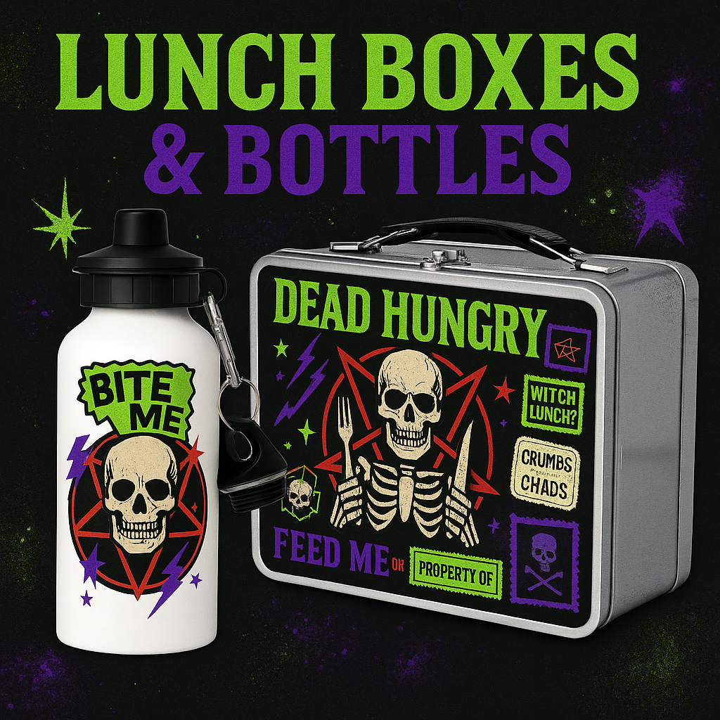 Gothic Lunch Box – Monster Munchies Horror Diner Design | Metal Lunch Tin for Alternative Kids & Adults