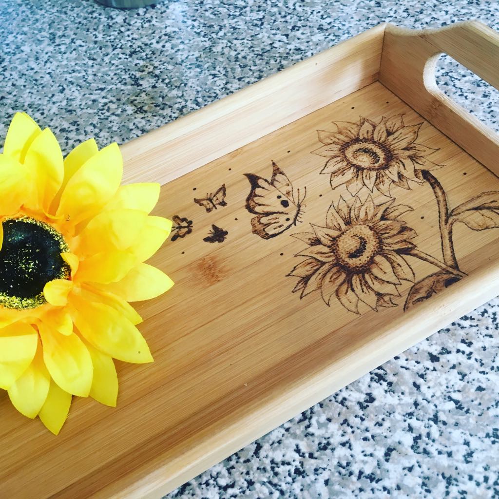 Engraved Bamboo Tea Tray