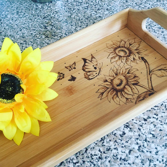 Engraved Bamboo Tea Tray