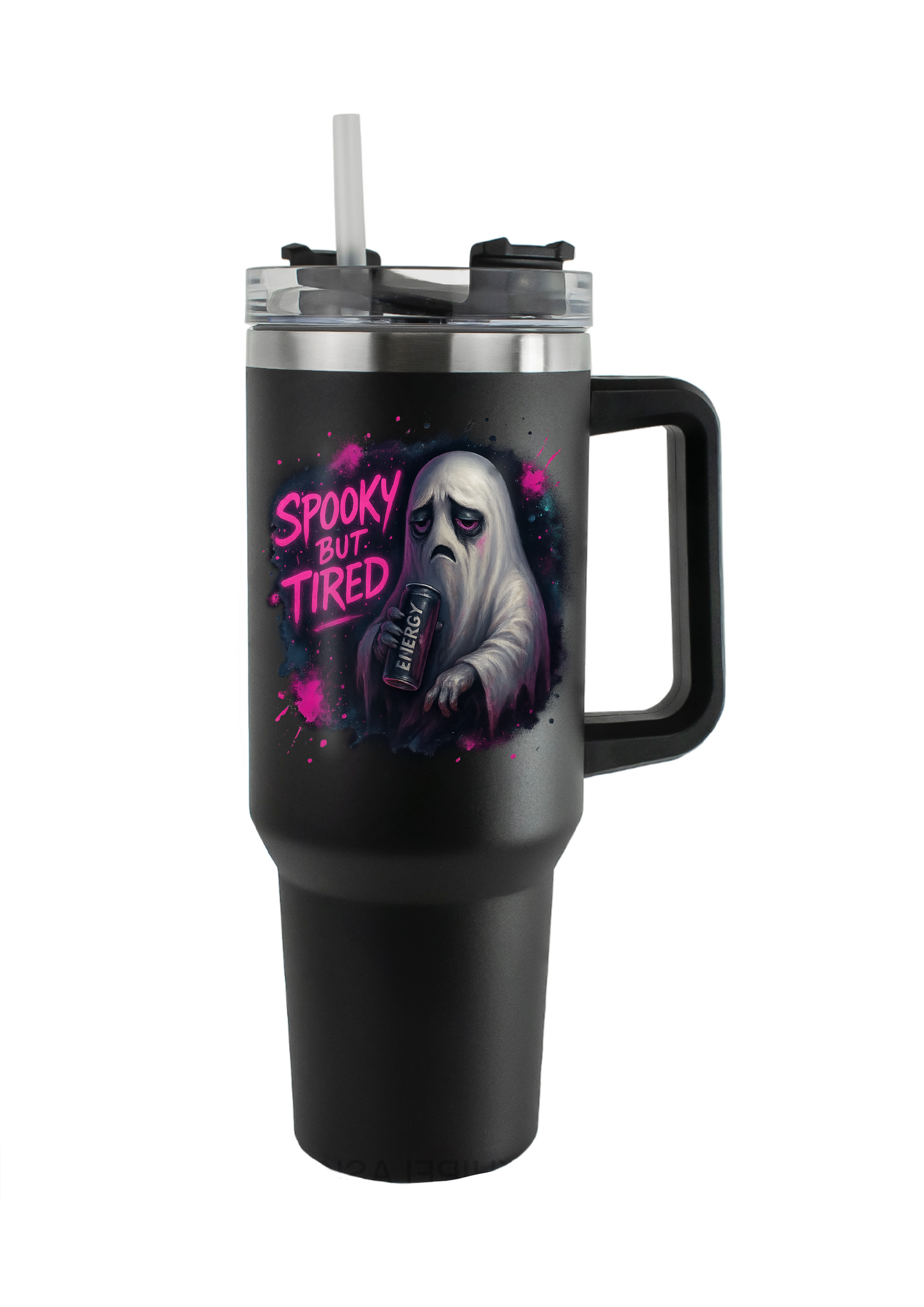 40oz Tumbler – Spooky But Tired  Funny Gothic Halloween Mug – Alt Gift for Coffee & Energy Drink Lovers