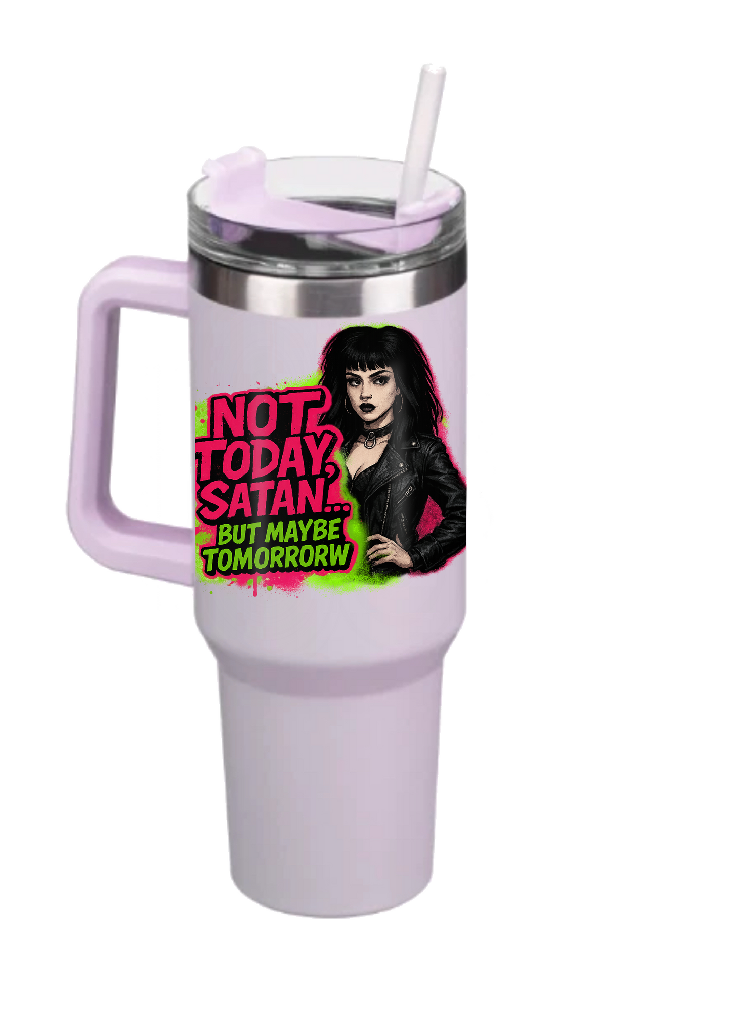 40oz Tumbler – Not Today Satan But Maybe Tomorrow – Funny Gothic Alt Mug – Sarcastic Gift for Coffee Lovers