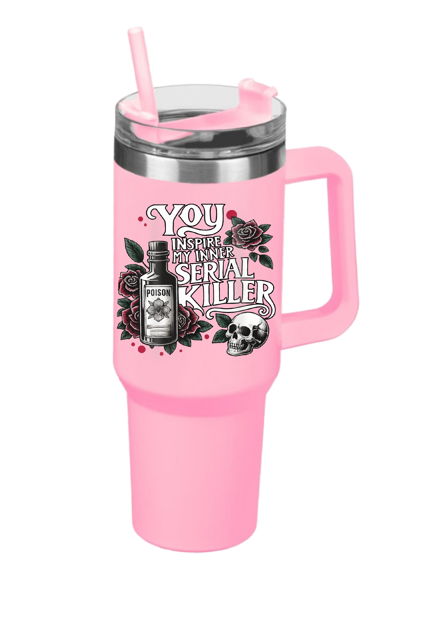 40oz Tumbler-Serial Killer-Double Walled with Straw-Dark Humour Gothic Poison & Skull Cup-Alt Gift for Horror Lovers
