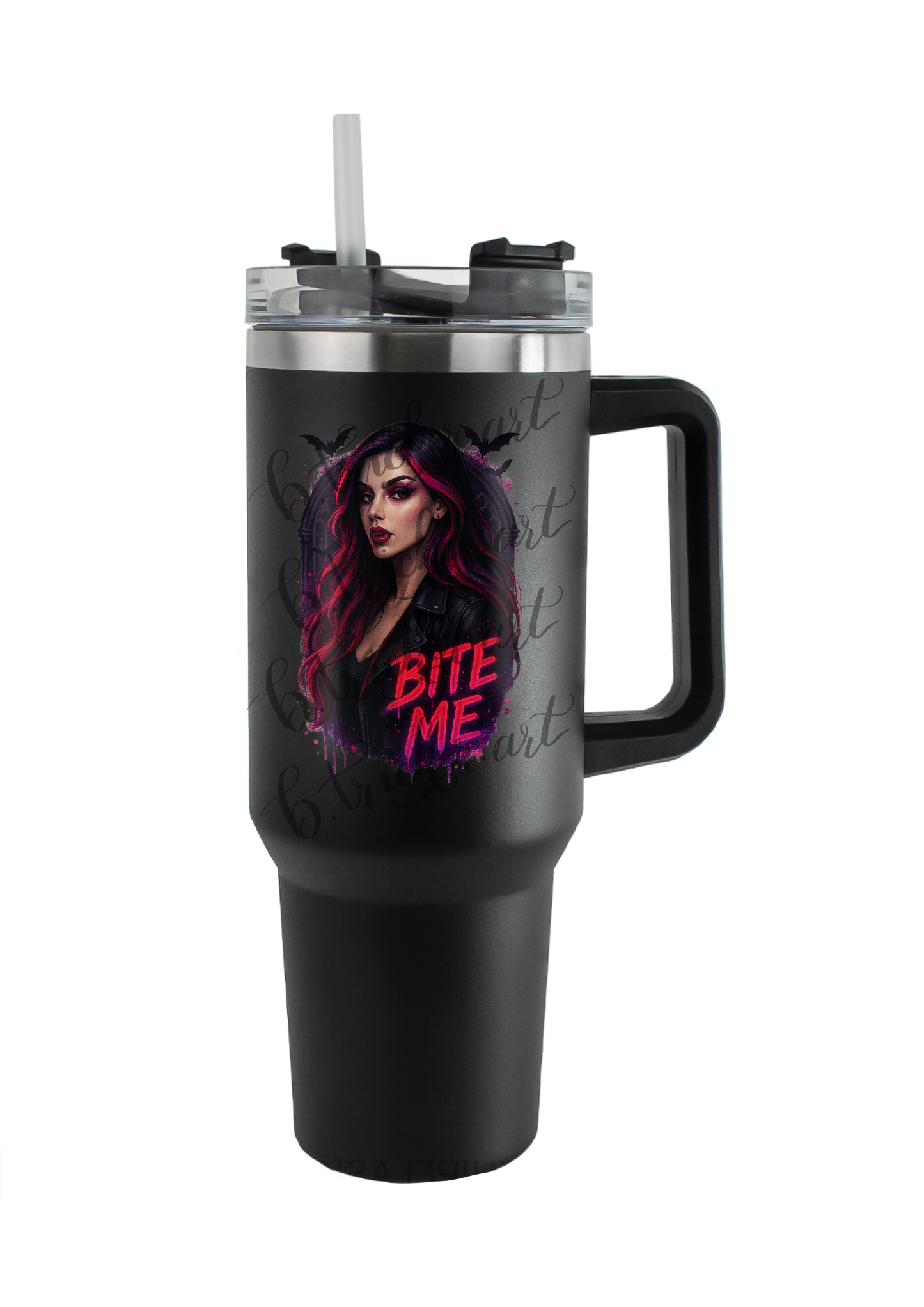 40oz Tumbler  Bite Me Gothic Vampire Design Funny Alt Halloween Mug – Dark Humour Gift for Coffee Lovers