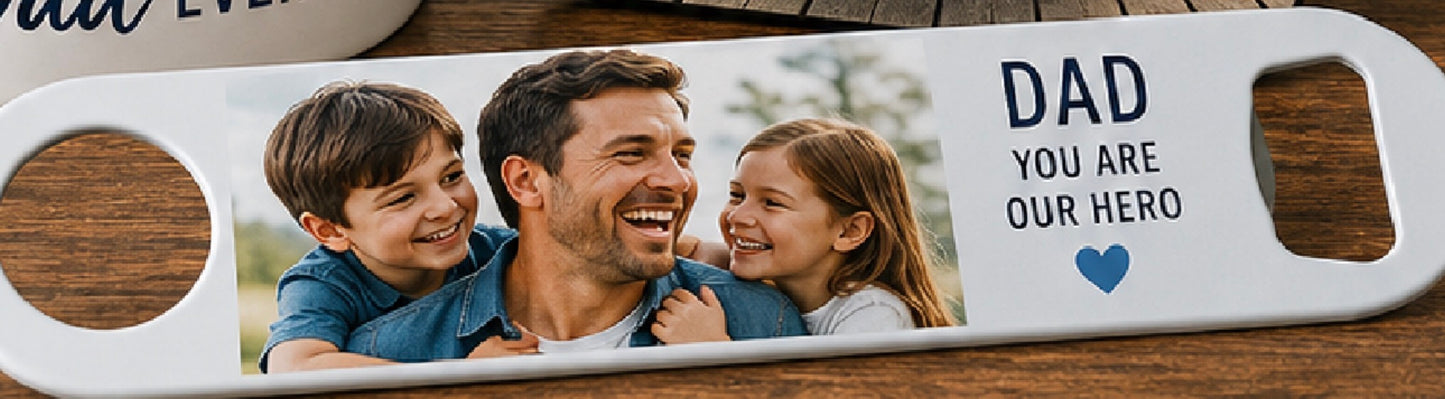 Personalised Photo Metal Bottle Opener | Custom Father’s Day Gift | Dad Photo Bottle Opener