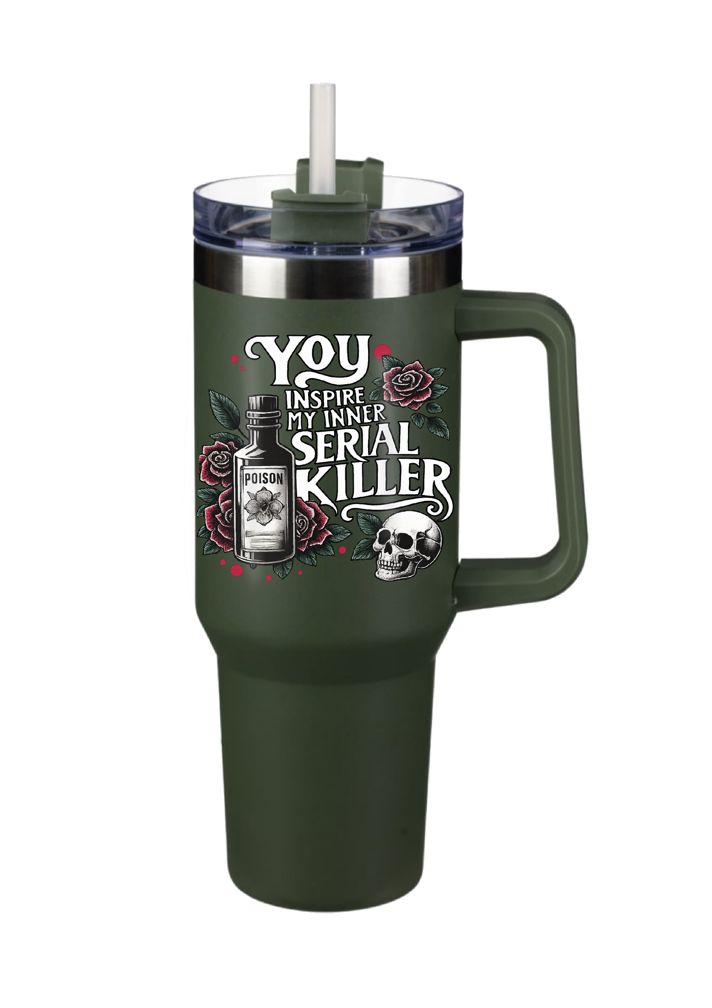 40oz Tumbler-Serial Killer-Double Walled with Straw-Dark Humour Gothic Poison & Skull Cup-Alt Gift for Horror Lovers