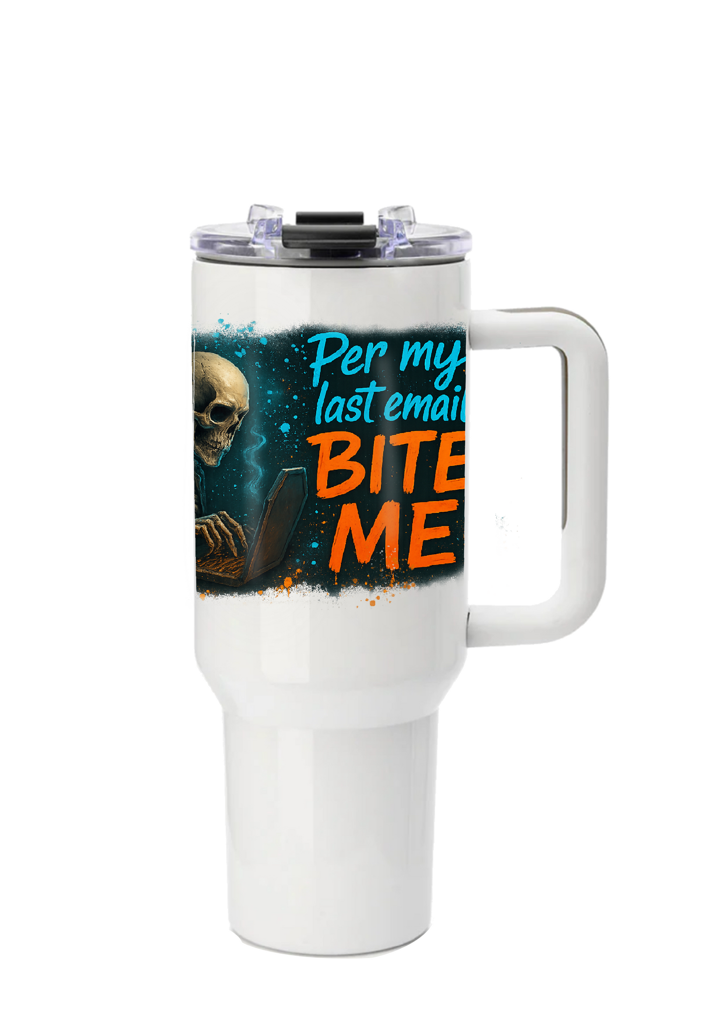 40oz Tumbler – Per My Last Email Bite Me – Funny Gothic Work Mug – Sarcastic Alt Gift for Coffee Lovers
