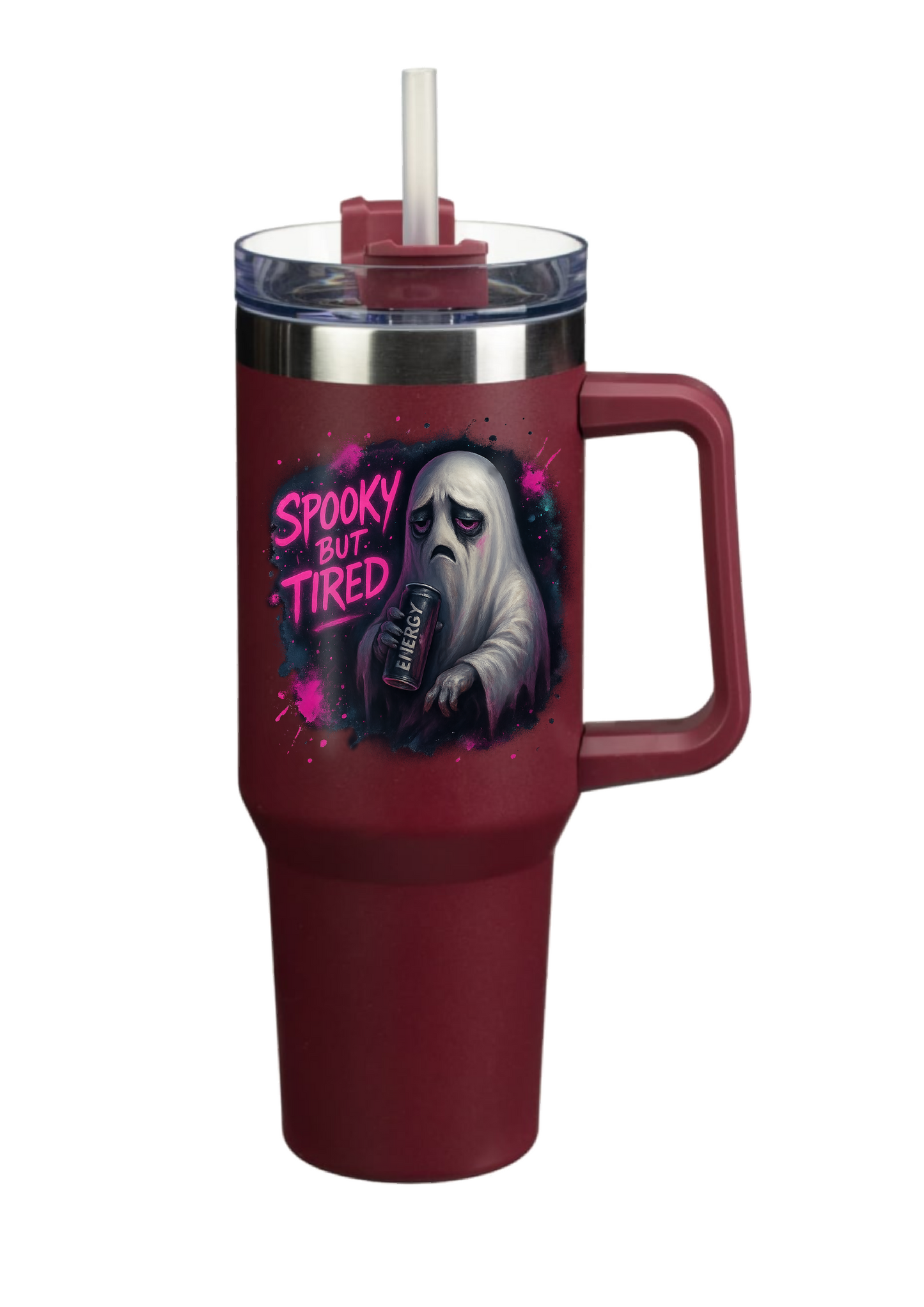 40oz Tumbler – Spooky But Tired  Funny Gothic Halloween Mug – Alt Gift for Coffee & Energy Drink Lovers