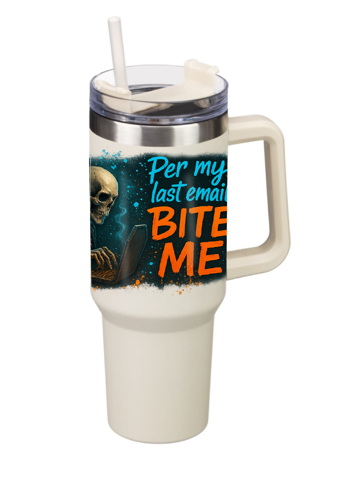 40oz Tumbler – Per My Last Email Bite Me – Funny Gothic Work Mug – Sarcastic Alt Gift for Coffee Lovers