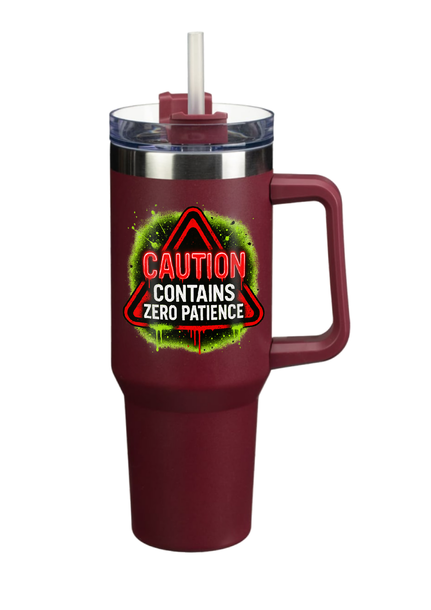 40oz Tumbler-Caution Contains Zero Patience- Funny Gothic Alt Travel Mug-Sarcastic Gift for Coffee Lovers