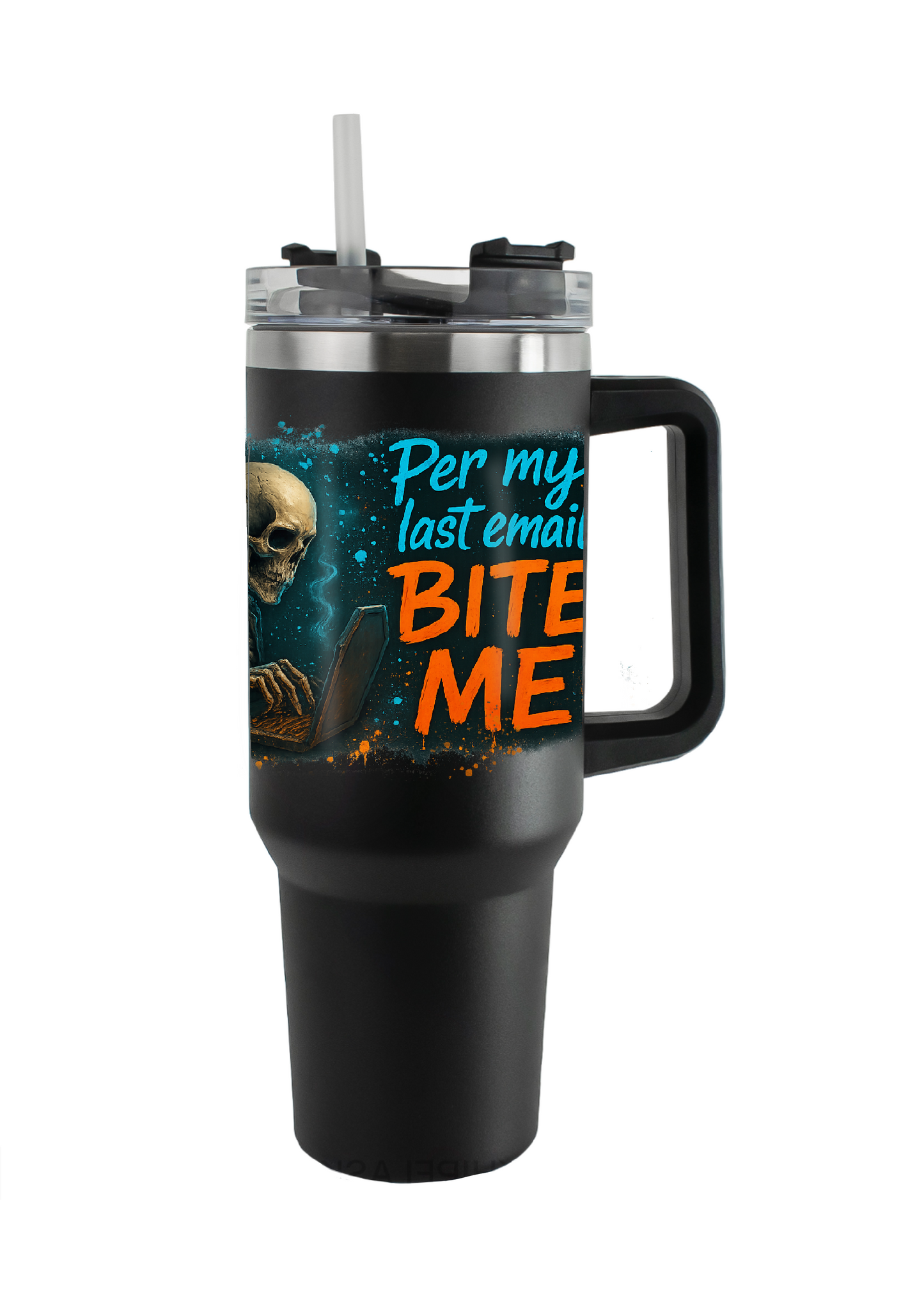 40oz Tumbler – Per My Last Email Bite Me – Funny Gothic Work Mug – Sarcastic Alt Gift for Coffee Lovers