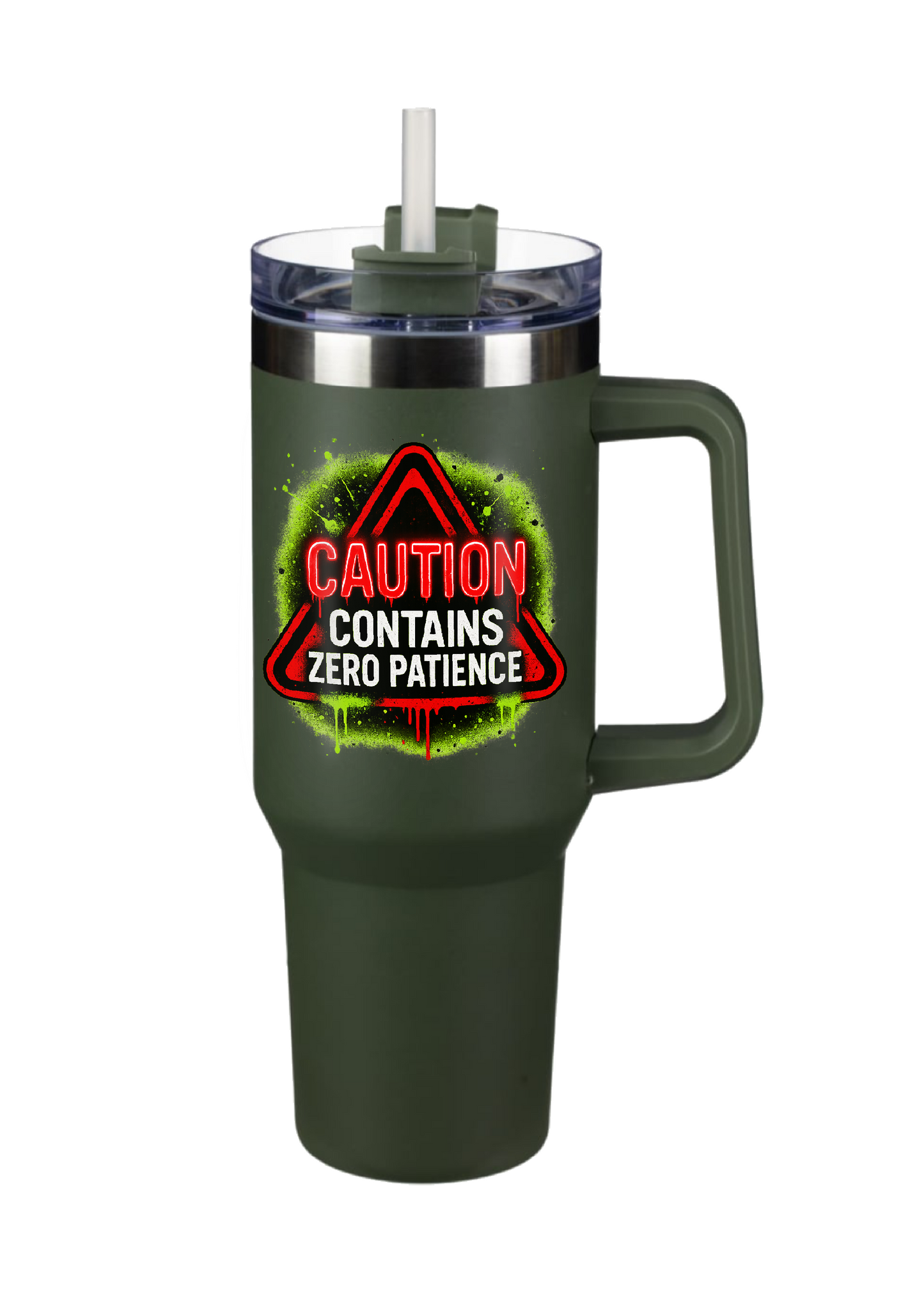 40oz Tumbler-Caution Contains Zero Patience- Funny Gothic Alt Travel Mug-Sarcastic Gift for Coffee Lovers