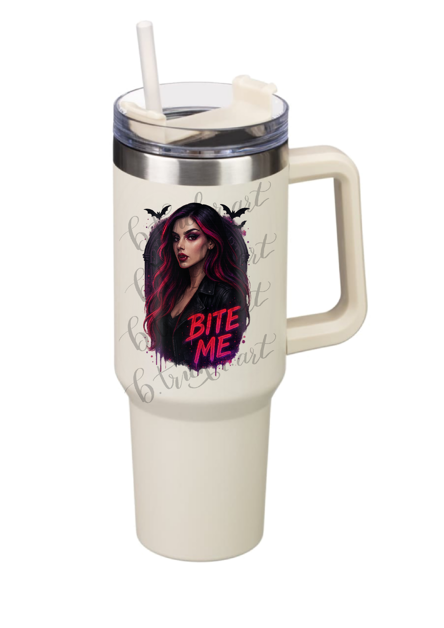 40oz Tumbler  Bite Me Gothic Vampire Design Funny Alt Halloween Mug – Dark Humour Gift for Coffee Lovers