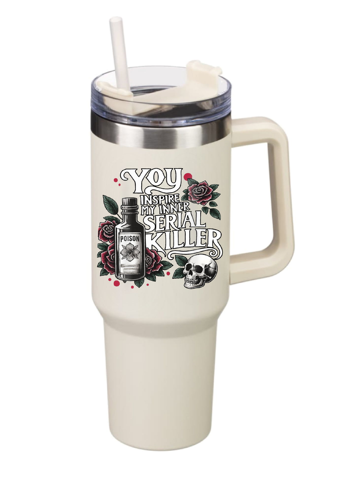 40oz Tumbler-Serial Killer-Double Walled with Straw-Dark Humour Gothic Poison & Skull Cup-Alt Gift for Horror Lovers