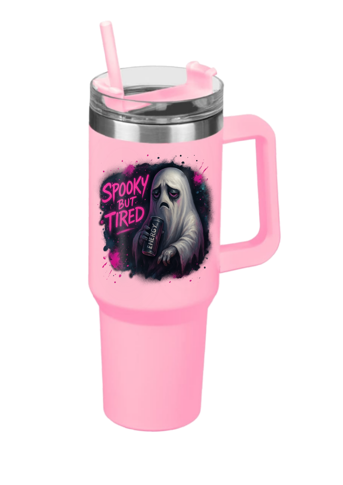 40oz Tumbler – Spooky But Tired  Funny Gothic Halloween Mug – Alt Gift for Coffee & Energy Drink Lovers