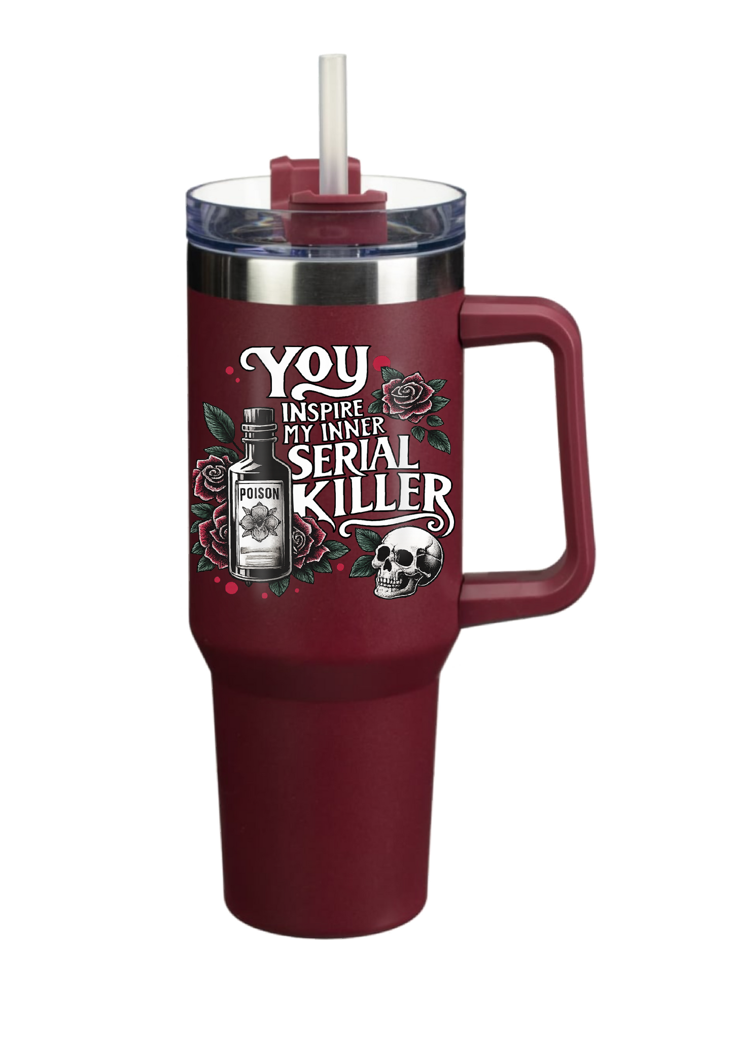 40oz Tumbler-Serial Killer-Double Walled with Straw-Dark Humour Gothic Poison & Skull Cup-Alt Gift for Horror Lovers