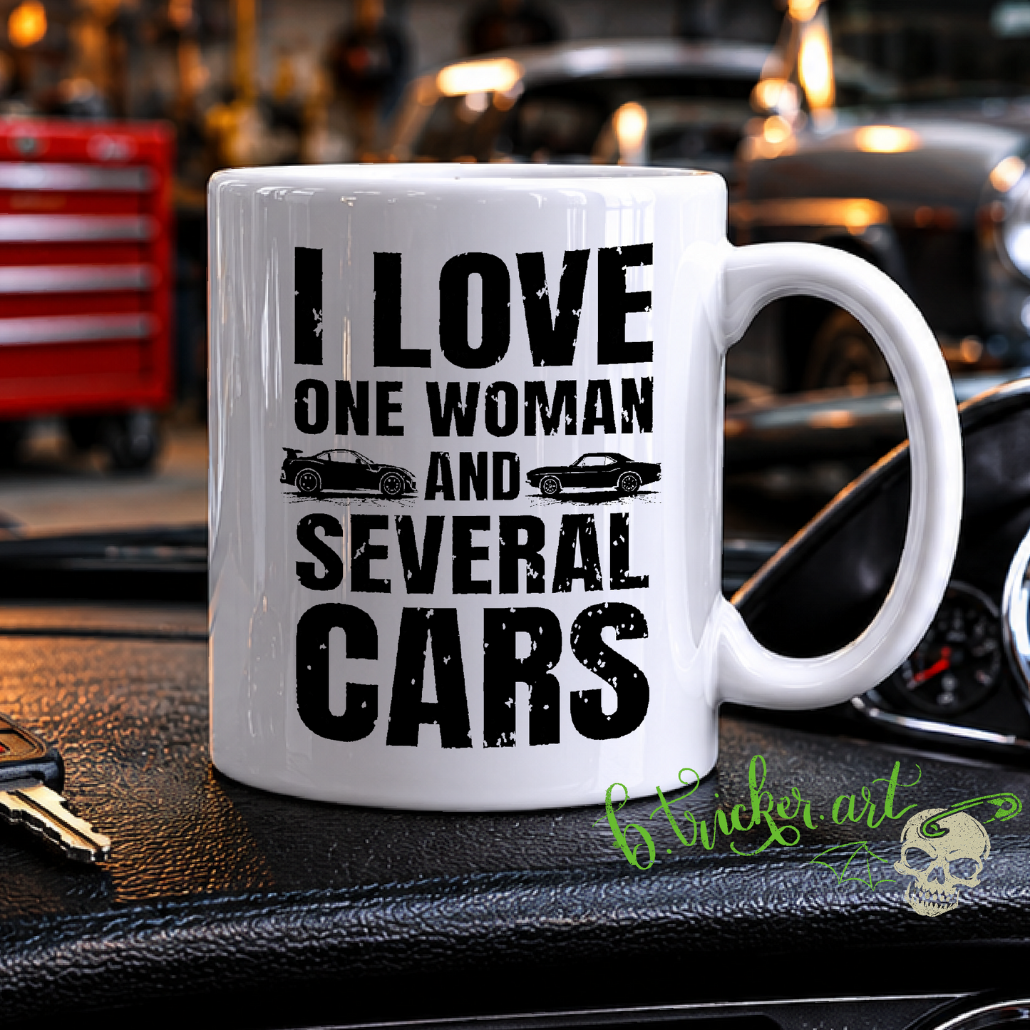 “I Love One Woman And Several Cars” Mug | Funny Car Enthusiast Motoring Gift