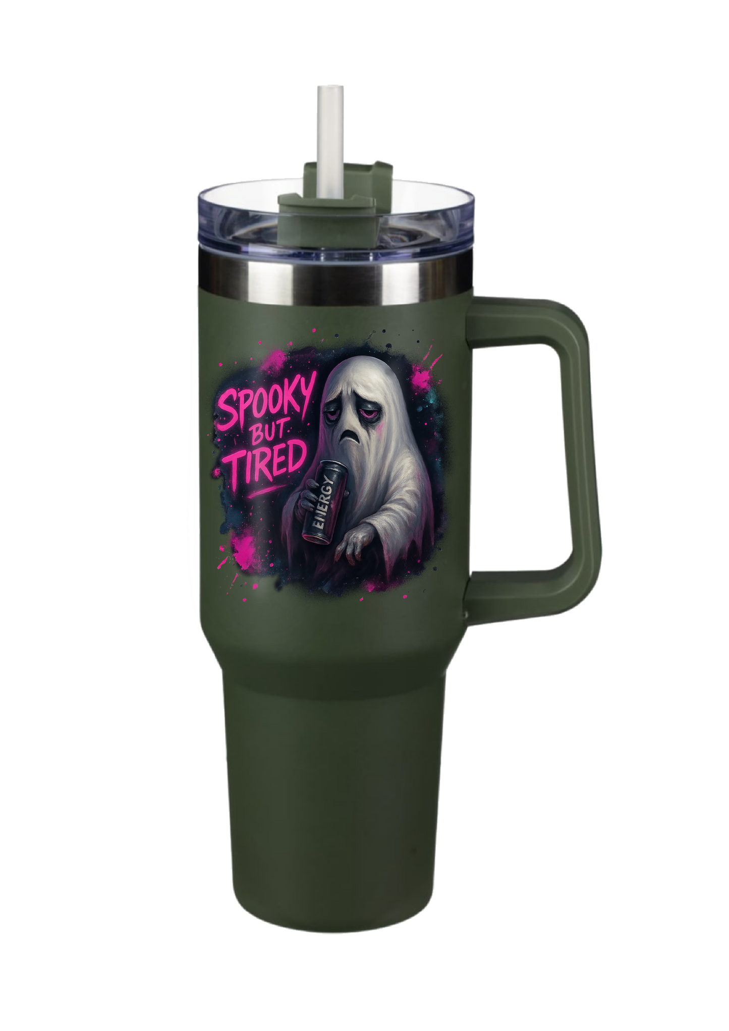 40oz Tumbler – Spooky But Tired  Funny Gothic Halloween Mug – Alt Gift for Coffee & Energy Drink Lovers