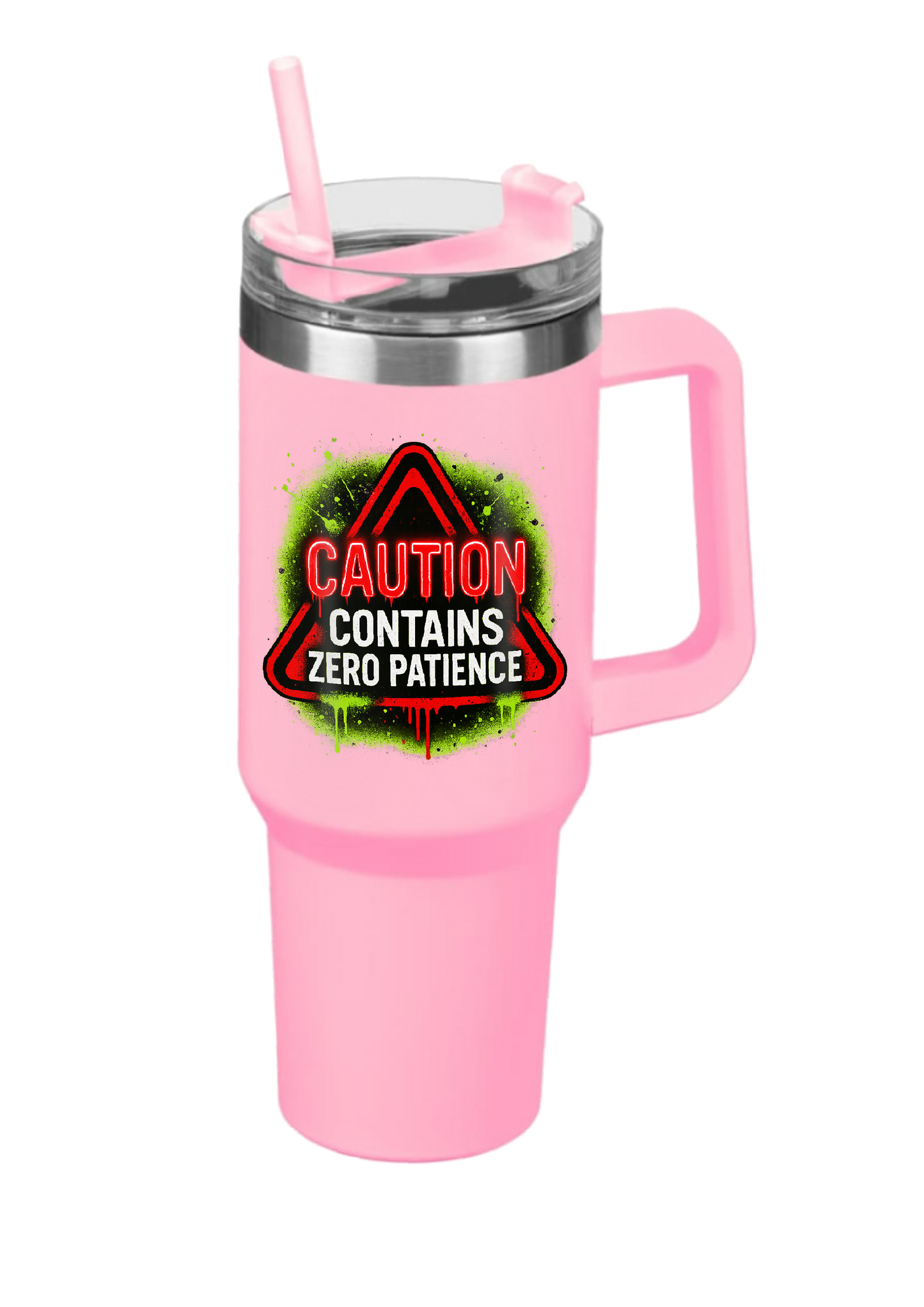 40oz Tumbler-Caution Contains Zero Patience- Funny Gothic Alt Travel Mug-Sarcastic Gift for Coffee Lovers