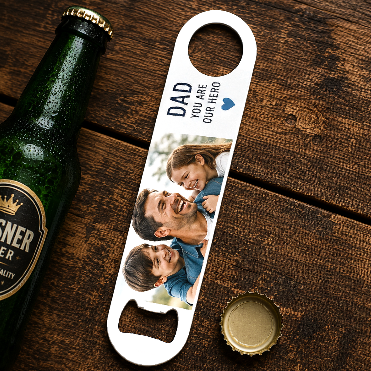 Personalised Photo Metal Bottle Opener | Custom Father’s Day Gift | Dad Photo Bottle Opener