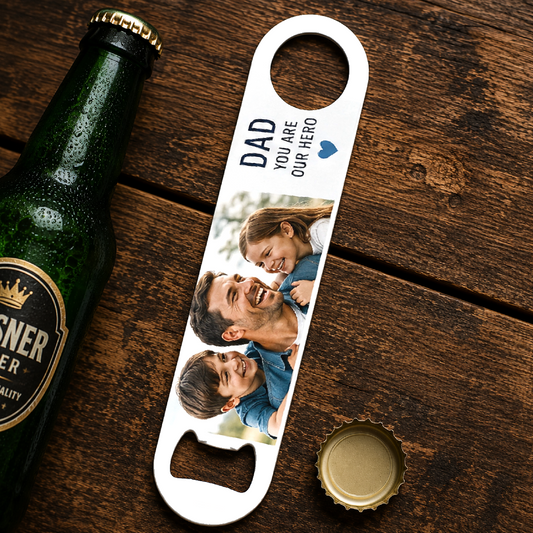 Personalised Photo Metal Bottle Opener | Custom Father’s Day Gift | Dad Photo Bottle Opener