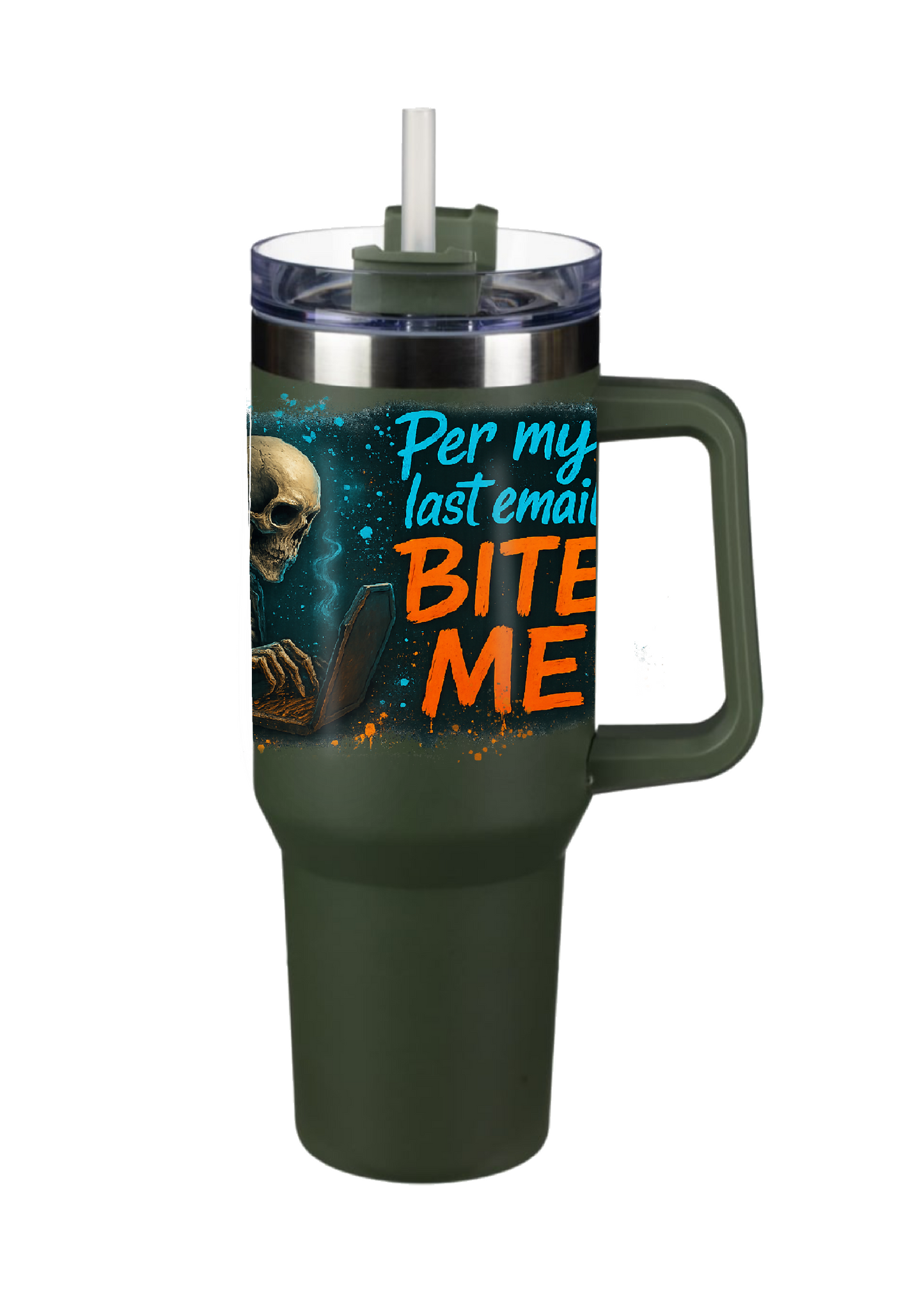 40oz Tumbler – Per My Last Email Bite Me – Funny Gothic Work Mug – Sarcastic Alt Gift for Coffee Lovers