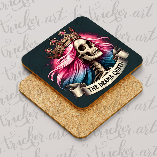 The Drama Queen Skull Coaster – Gothic Crowned Skeleton – Gothic – Funny Coaster – Gift