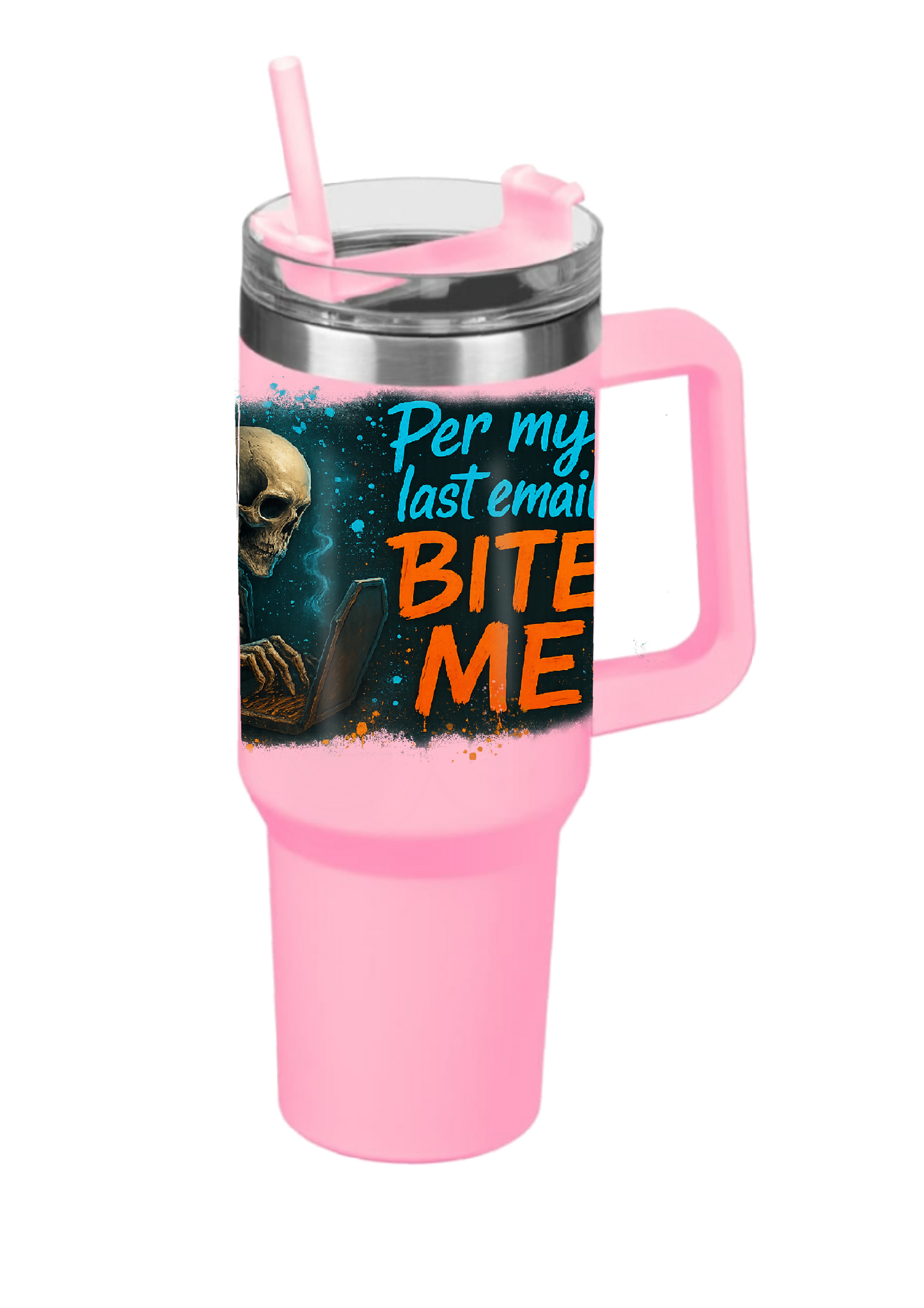 40oz Tumbler – Per My Last Email Bite Me – Funny Gothic Work Mug – Sarcastic Alt Gift for Coffee Lovers