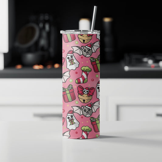 Gothic Christmas Tumbler – Ghosts, Bats & Skulls | Alternative Festive Gift
