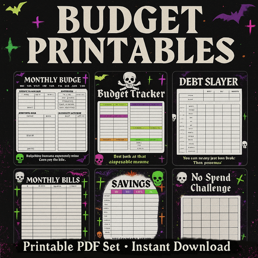 Printable Meal Planner Bundle | Gothic Alternative Weekly Food Planners, Food Log & Shopping List | Instant Download
