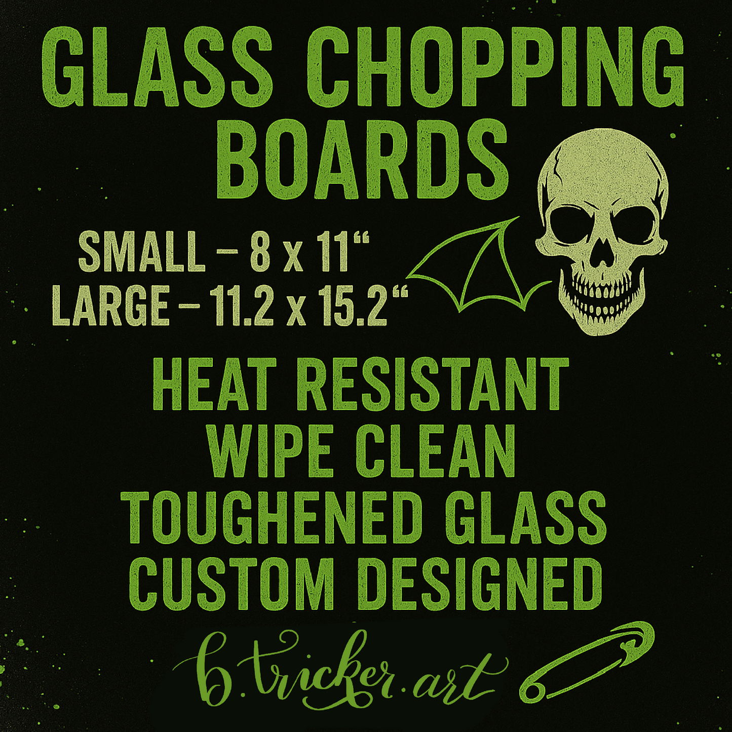 Glass Chopping Board-Gothic Kitchen Cheat Sheet -Poison Apple-Halloween Kitchen Décor