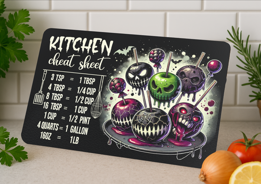 Glass Chopping Board-Gothic Kitchen Cheat Sheet -Poison Apple-Halloween Kitchen Décor