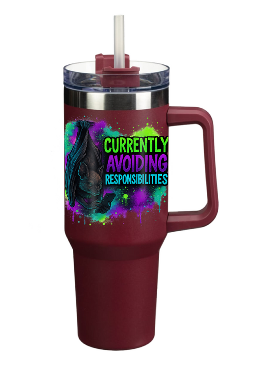 40oz Tumbler – Currently Avoiding   Responsibilities Funny Gothic Alt Mug – Sarcastic Gift for Coffee Lovers