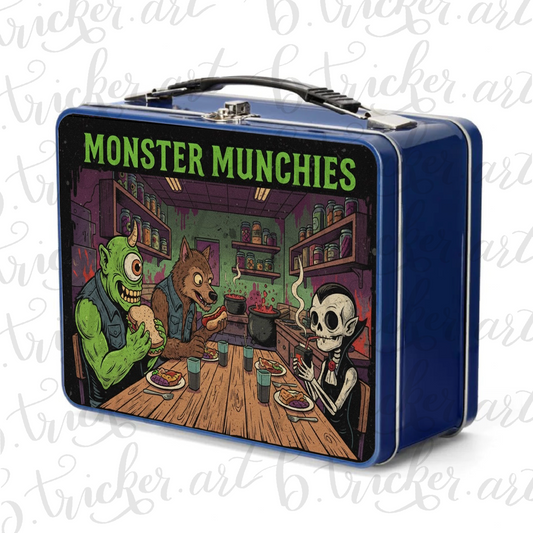 Gothic Lunch Box – Monster Munchies Horror Diner Design | Metal Lunch Tin for Alternative Kids & Adults