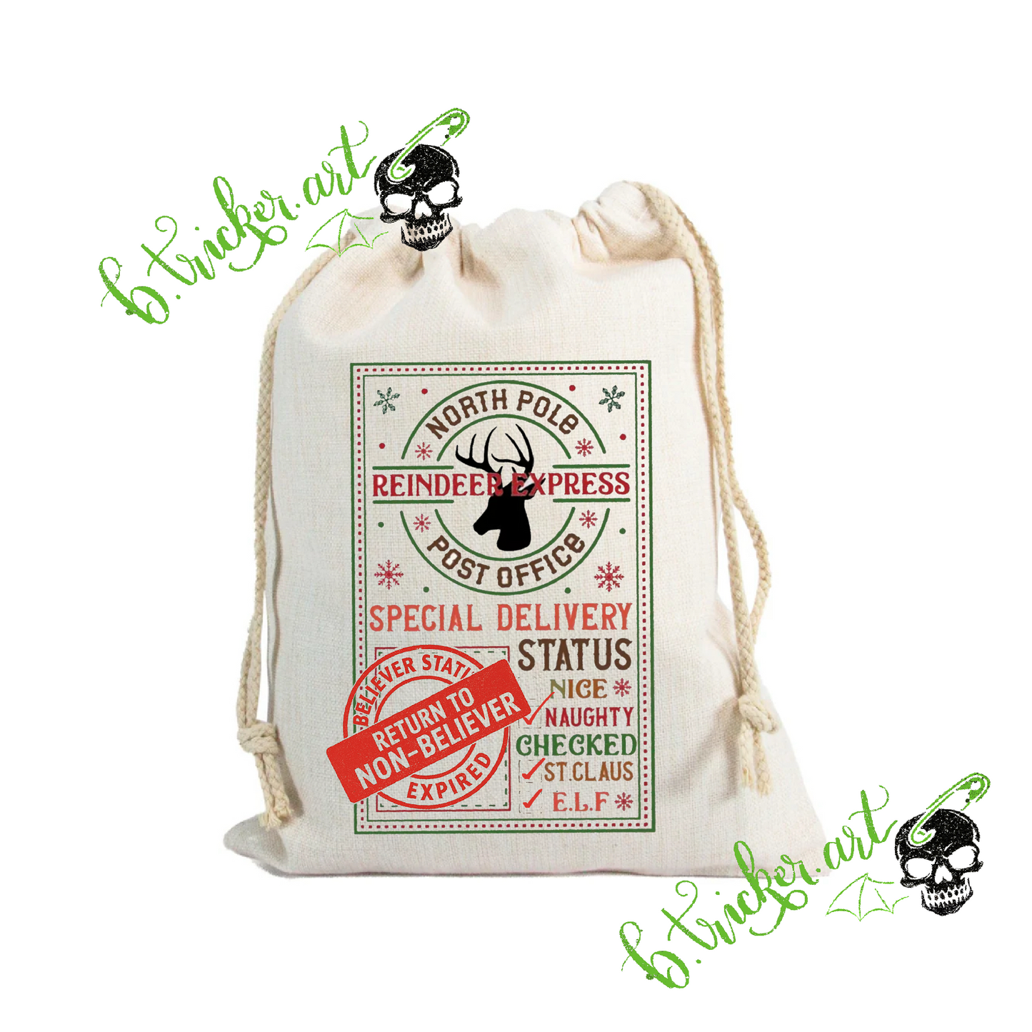 Christmas Sack – Naughty List Special Delivery Bag NON BELIEVER