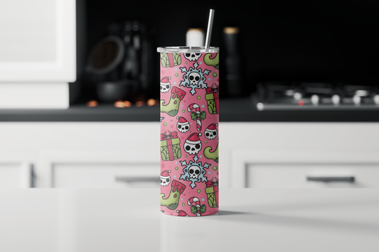 Gothic Christmas Tumbler – Santa Skulls & Candy Canes | Alt Holiday Gift