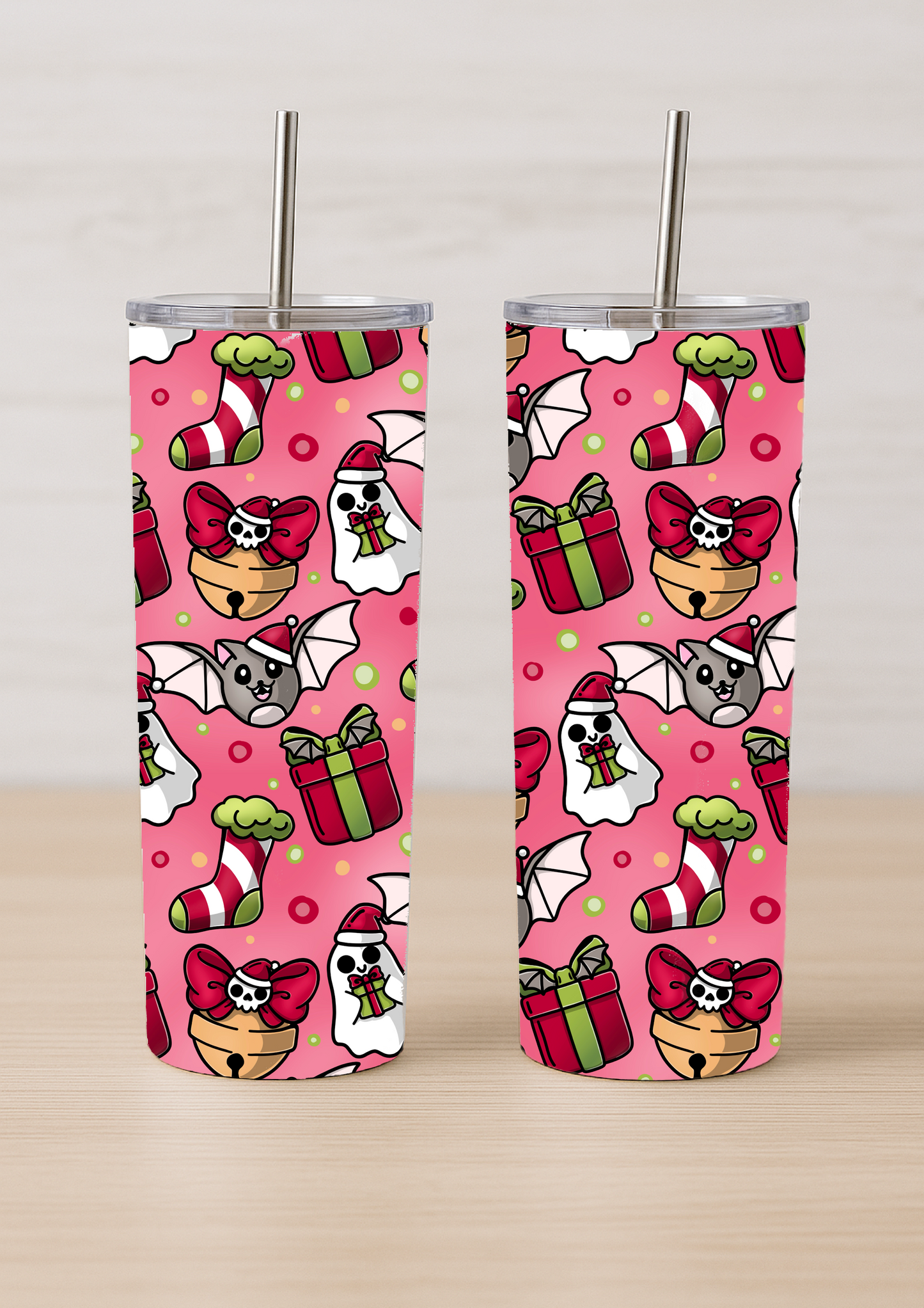 Gothic Christmas Tumbler – Ghosts, Bats & Skulls | Alternative Festive Gift