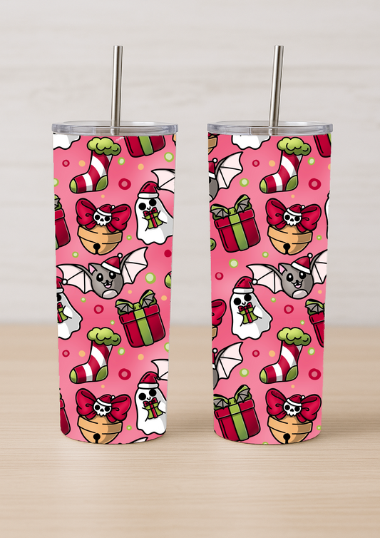 Gothic Christmas Tumbler – Ghosts, Bats & Skulls | Alternative Festive Gift
