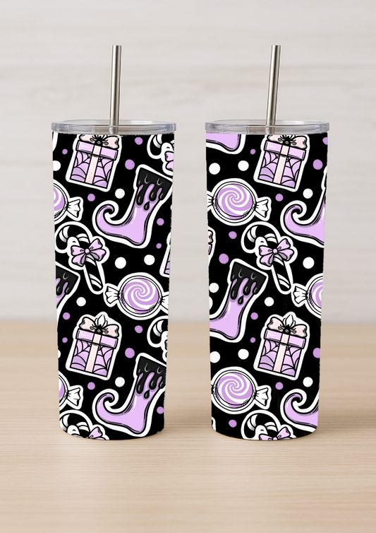 Gothic Christmas 20oz Tumbler – Purple Candy & Witchy Stocking’s | Alternative Holiday Gift