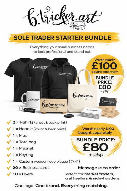 Sole Trader Starter Bundle | Custom Branded Clothing, Merchandise & Marketing Pack for Small Businesses