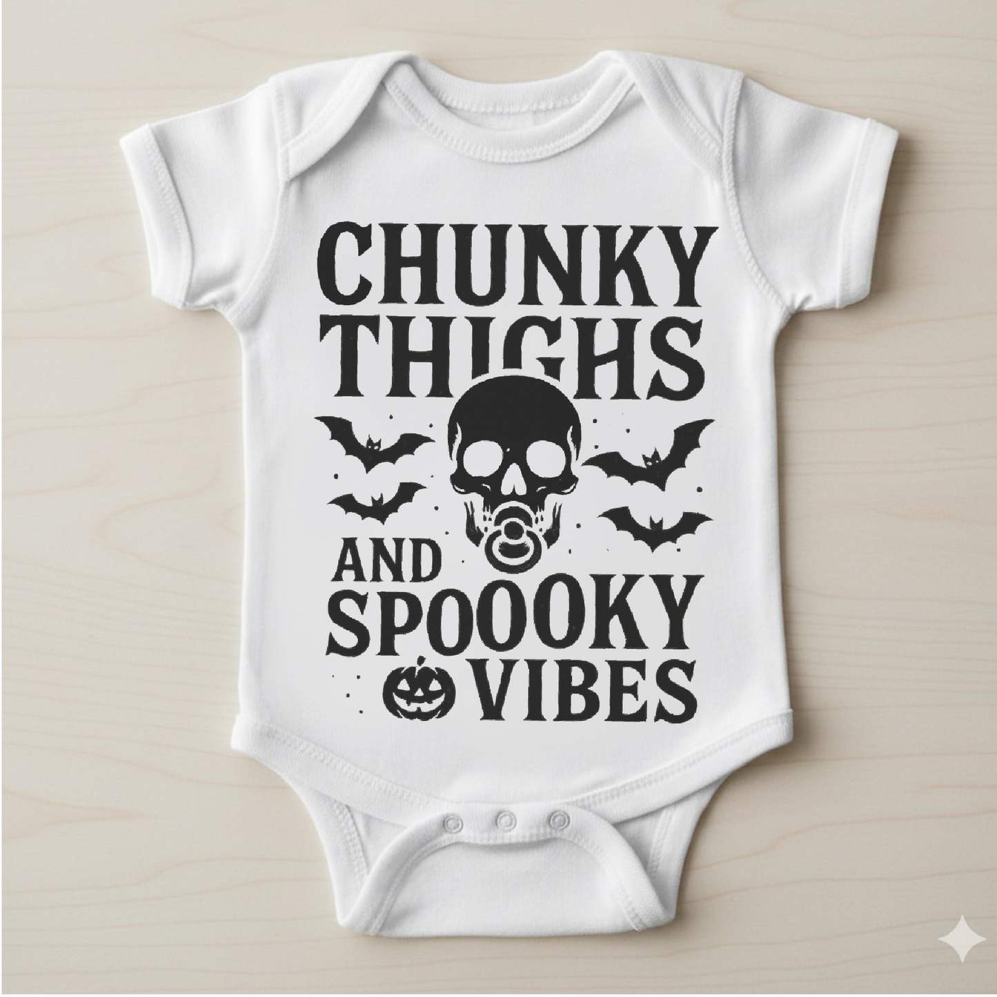 Chunky Thighs & Spooky Vibes Baby Vest | Funny Goth Babygrow | Alternative Baby Gift