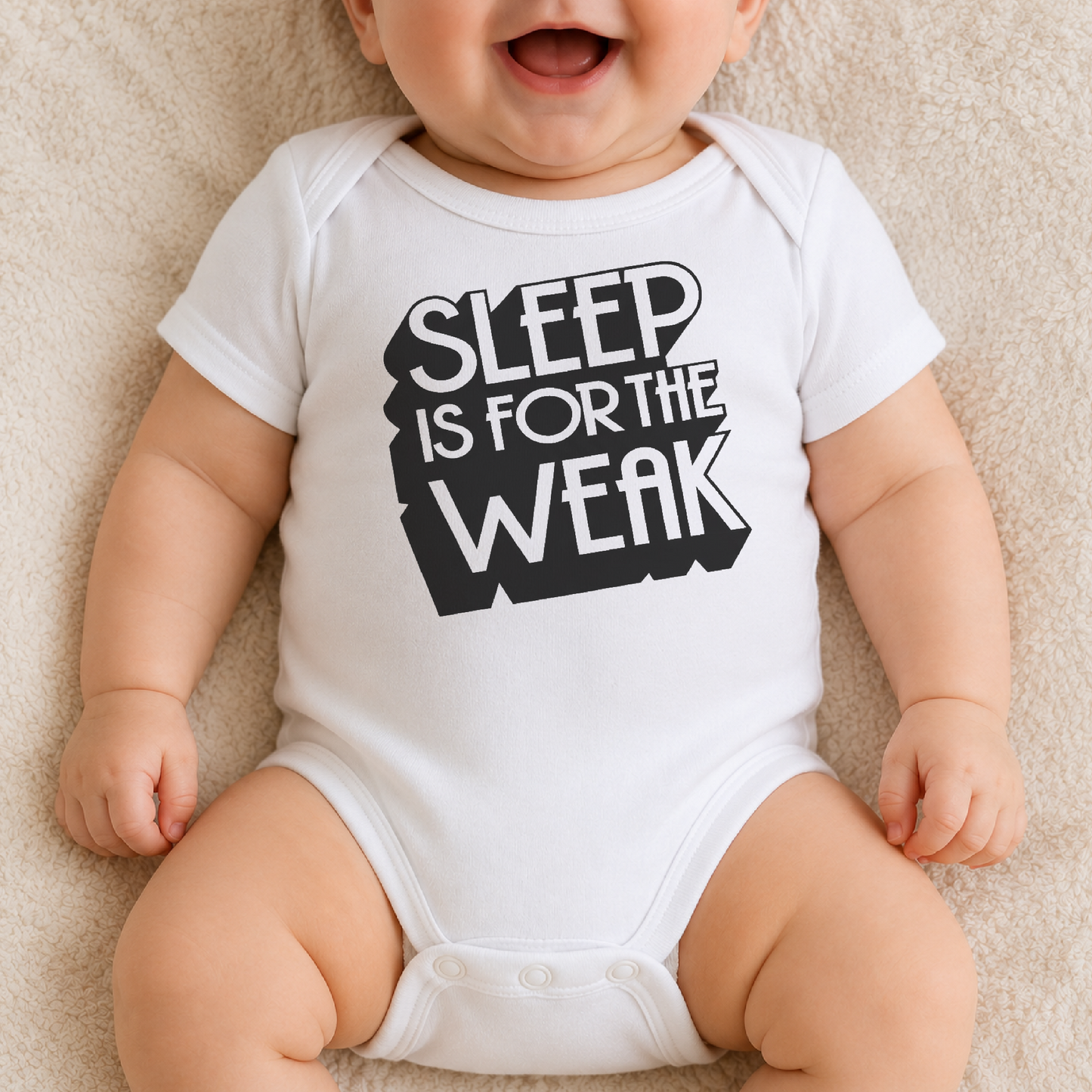 Sleep Is For The Weak Baby Vest | Funny Babygrow | New Parent Gif