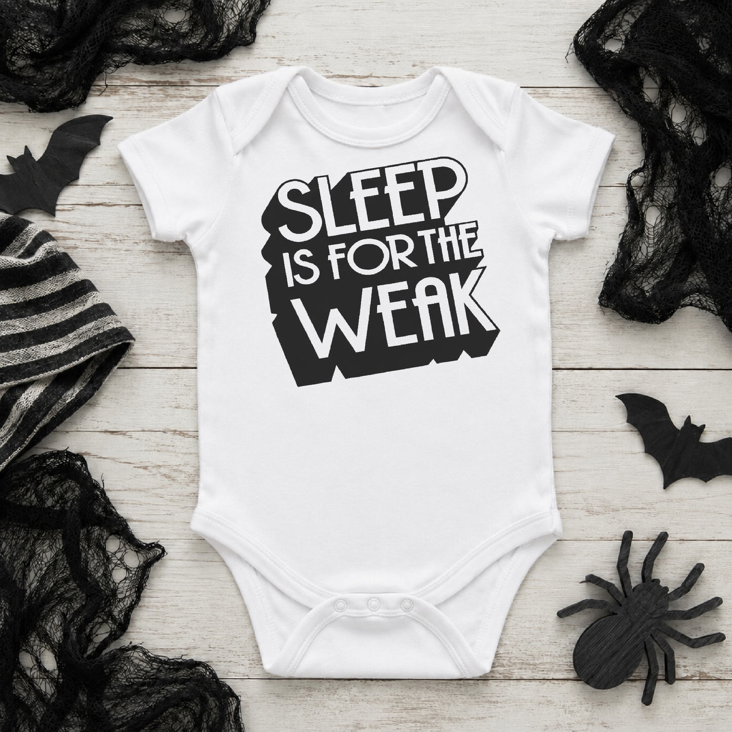 Sleep Is For The Weak Baby Vest | Funny Babygrow | New Parent Gif