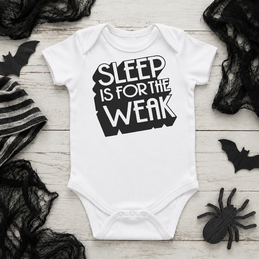 Sleep Is For The Weak Baby Vest | Funny Babygrow | New Parent Gif