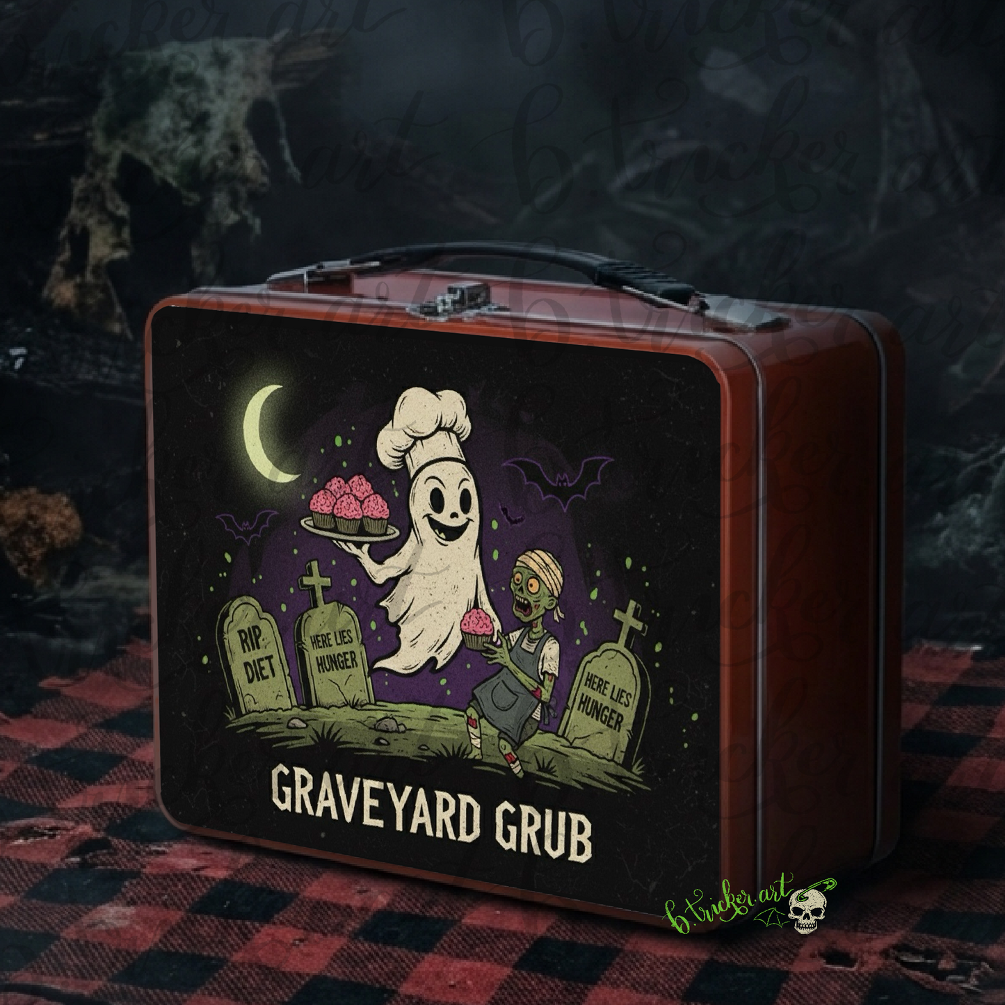 Graveyard Grub Metal Lunch Box | Gothic Ghost Zombie Alternative Punk Lunch Box | Adults & Kids