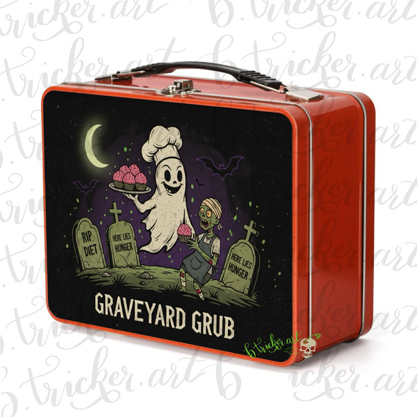 Graveyard Grub Metal Lunch Box | Gothic Ghost Zombie Alternative Punk Lunch Box | Adults & Kids